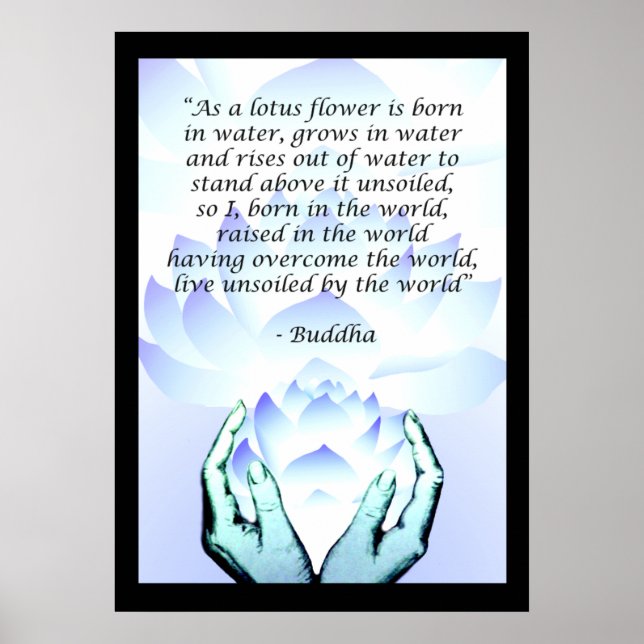 Lotus Buddha Flower Quote Blue Poster 2 (Front)