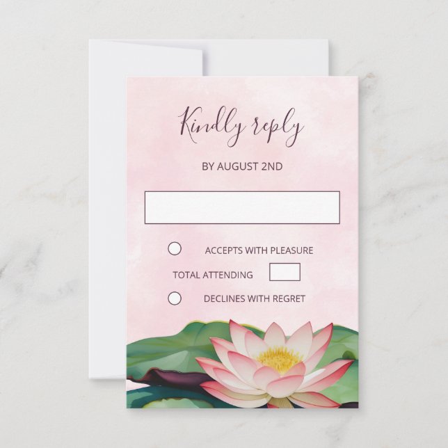 Lotus Buddhist Wedding RSVP Invitation (Front)