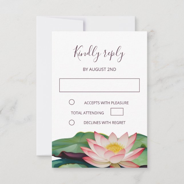 Lotus Buddhist Wedding RSVP Invitation (Front)