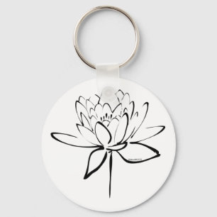 Lotus Calligraphy (Black) Key Ring