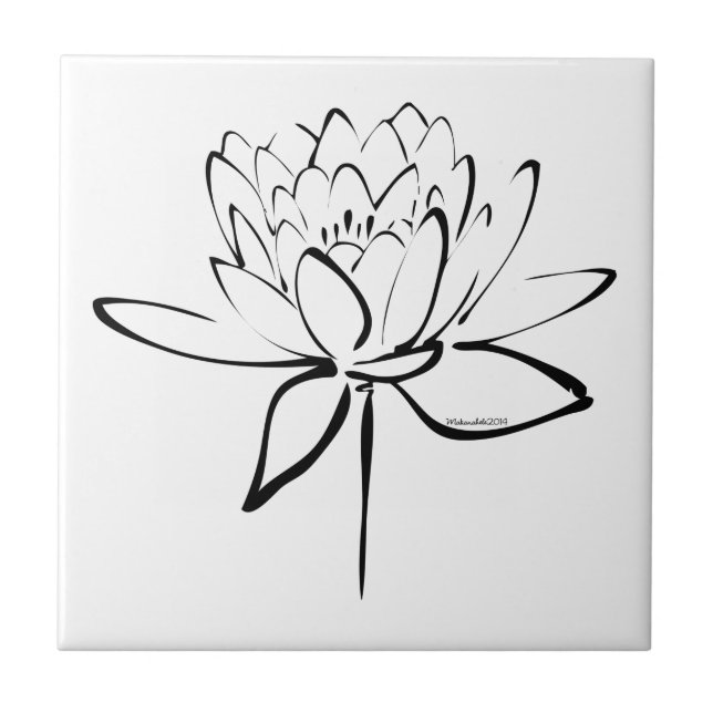 Lotus Calligraphy (Black) Tile (Front)