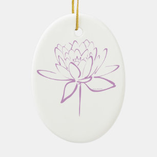 Lotus Calligraphy (Lavender) Ceramic Tree Decoration