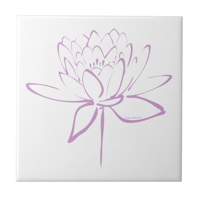 Lotus Calligraphy (Lavender) Tile (Front)