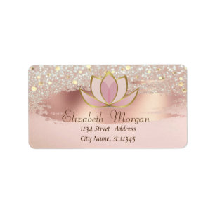 Lotus, Confetti,  Brush Stroke, Glitter Bokeh Label