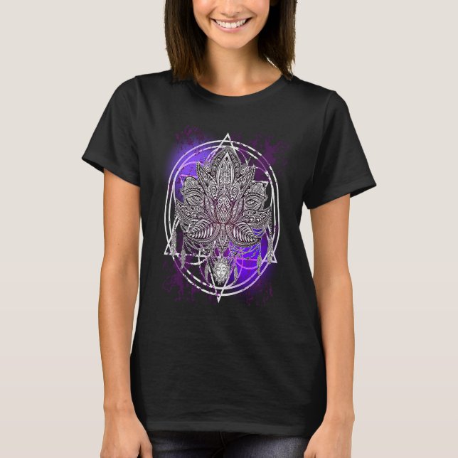 Lotus Crystals Zen Flower Of Life Hippie Sacred Ge T-Shirt (Front)