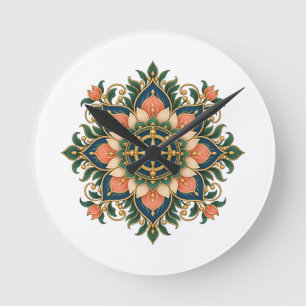 Lotus Dharma Wheel Mandala Meditation Clock
