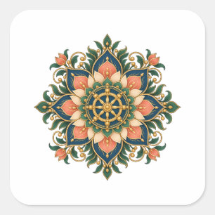 Lotus Dharma Wheel Mandala Meditation Sticker