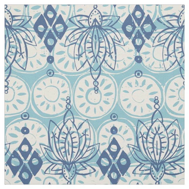 lotus diamond blue fabric (Swatch)