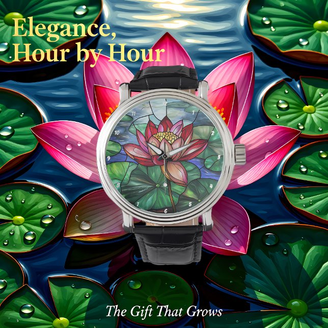 Lotus Floral Pond Stained Glass Watch (Creator Uploaded)