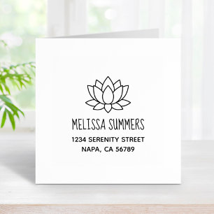 Lotus Flower Address Rubber Stamp