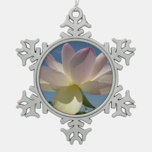 Lotus Flower and Blue Sky II Snowflake Pewter Christmas Ornament