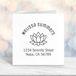 Lotus Flower Arched Address Self-inking Stamp