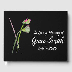 Lotus flower art funeral memory guest book