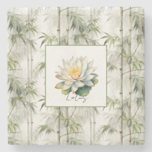 Lotus Flower Bamboo Stone Coaster