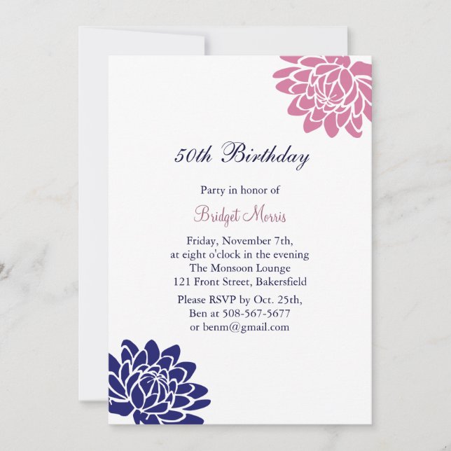 Lotus Flower Birthday Invitation (Front)