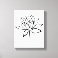 Lotus Flower Black and White Ink Drawing Art
