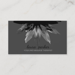 Lotus Flower Black Logo Healing Therapy Yoga Business Card
