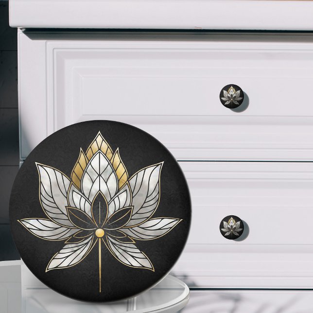 Lotus Flower - Black, Pearl and Gold Ceramic Knob (Creator Uploaded)