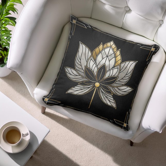 Lotus Flower - Black, Pearl and Gold Cushion (Creator Uploaded)