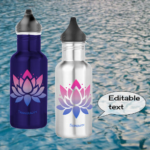 Lotus flower blue pink custom text 532 ml water bottle