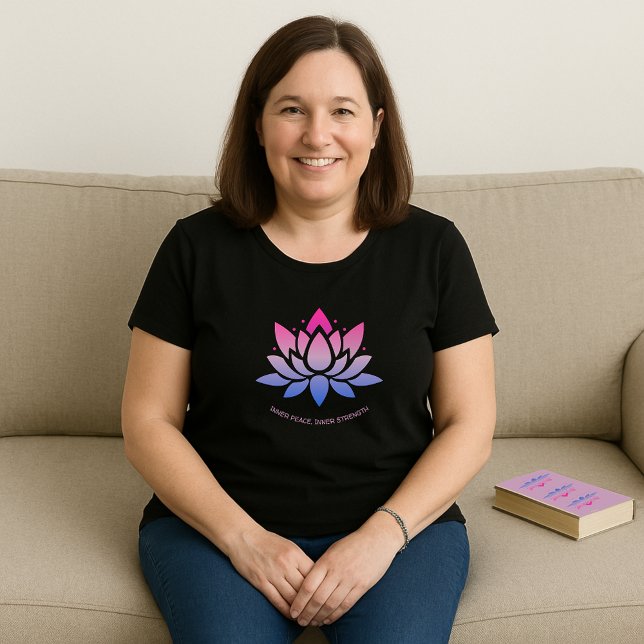Lotus flower blue pink custom text plus size T-Shirt (Creator Uploaded)