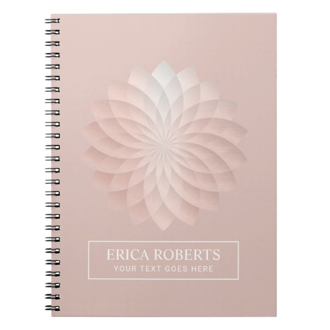 Lotus Flower Blush Rose Gold Yoga Wellness Notebook (Front)