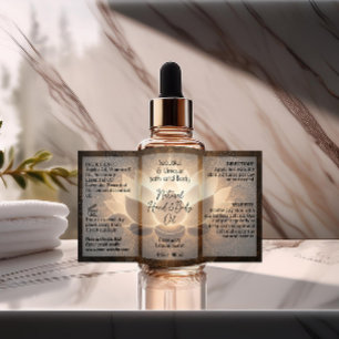 Lotus Flower Bottle Label 4oz Oil Dropper Product