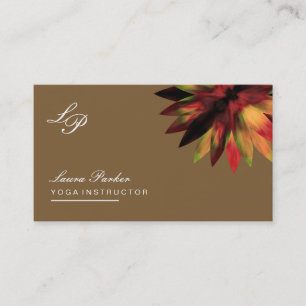 Lotus Flower Brown Logo Healing Therapy Yoga Business Card
