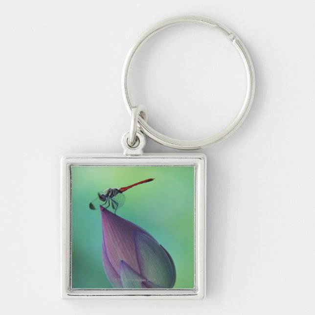 Lotus flower bud and a dragonfly key ring (Front)