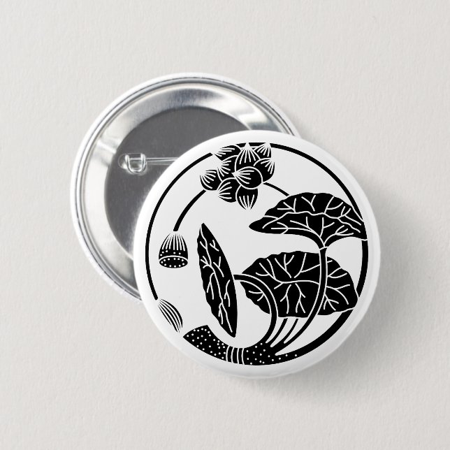 Lotus flower circle 6 cm round badge (Front & Back)