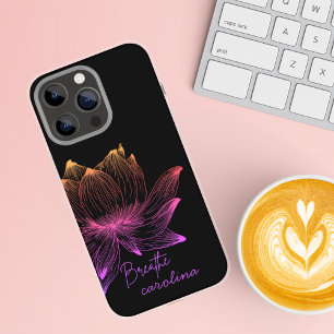 Lotus Flower Colourful Line Art Black  iPhone 16 Pro Max Case
