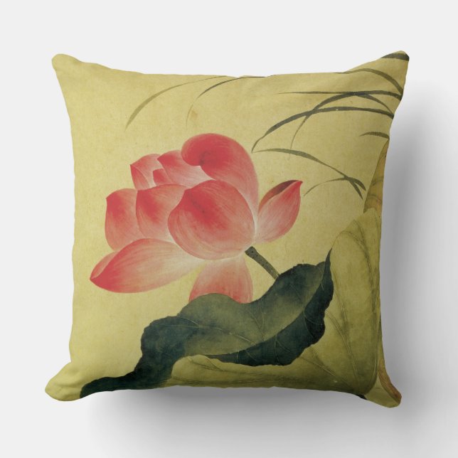 Lotus Flower Compassion Chinese Fine Art Cushion (Front)