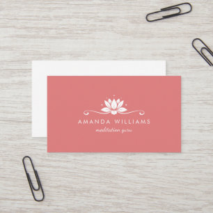 Lotus Flower Coral Floral minimalist professional Business Card