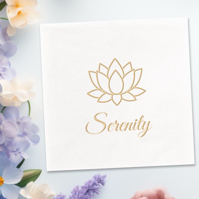 Lotus Flower Custom Name Foil Napkins (Creator Uploaded)