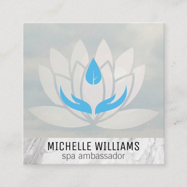 Lotus Flower | Day Spa | Massage Therapist Square Business Card (Front)