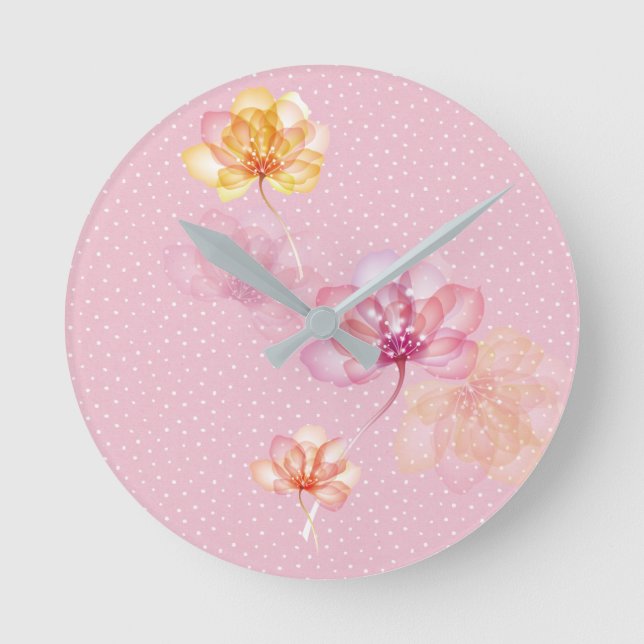 Lotus Flower Design Round Clock (Front)