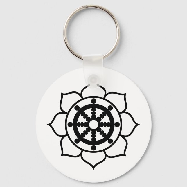 Lotus Flower Dharma Wheel Key Ring (Front)