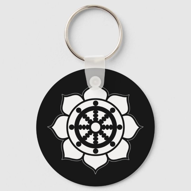 Lotus Flower Dharma Wheel Key Ring (Front)