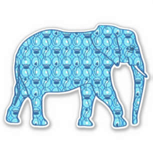 Lotus Flower Elephant, Turquoise and White