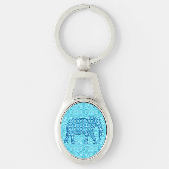 Lotus flower elephant - turquoise key ring (Front)