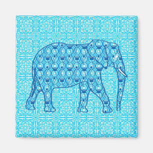 Lotus flower elephant - turquoise magnet