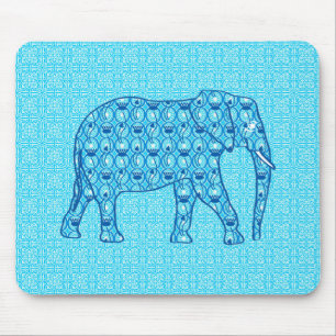 Lotus flower elephant - turquoise mouse pad
