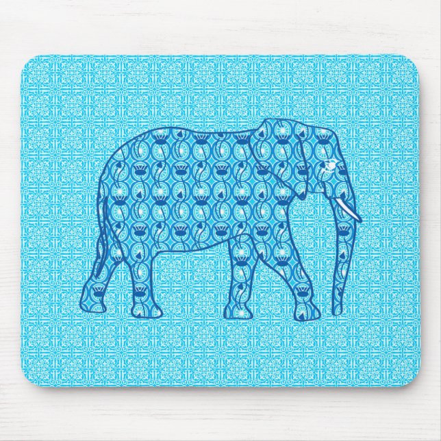 Lotus flower elephant - turquoise mouse pad (Front)