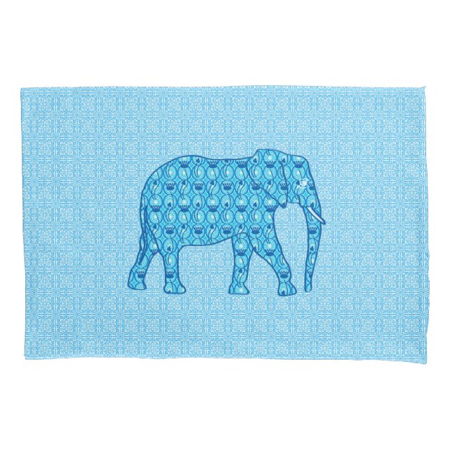 Lotus flower elephant - turquoise pillowcase (Front)
