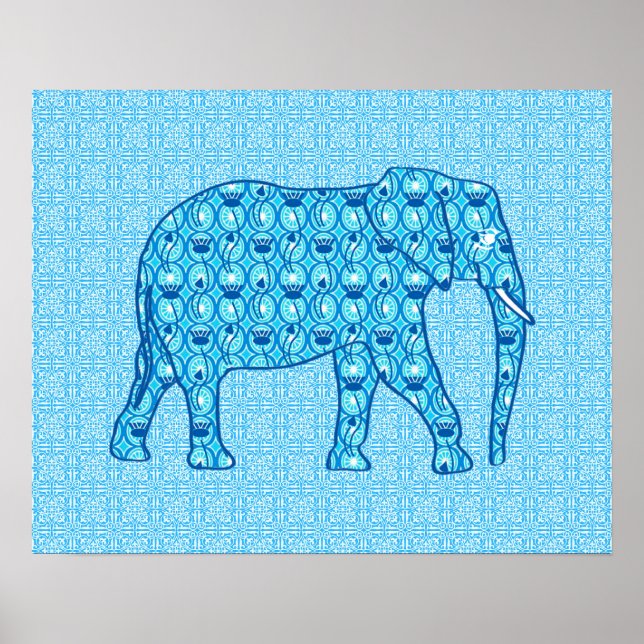 Lotus flower elephant - turquoise poster (Front)