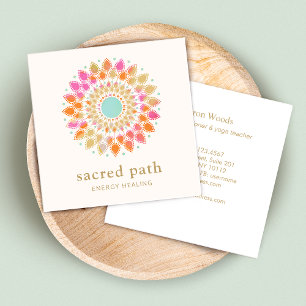 Lotus Flower Floral Mandala Square Business Card