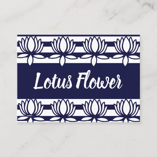 Lotus Flower Floral Stripe  Business Card (Front)