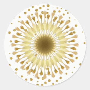 Lotus flower Gold Yellow Wedding confetti Classic Round Sticker