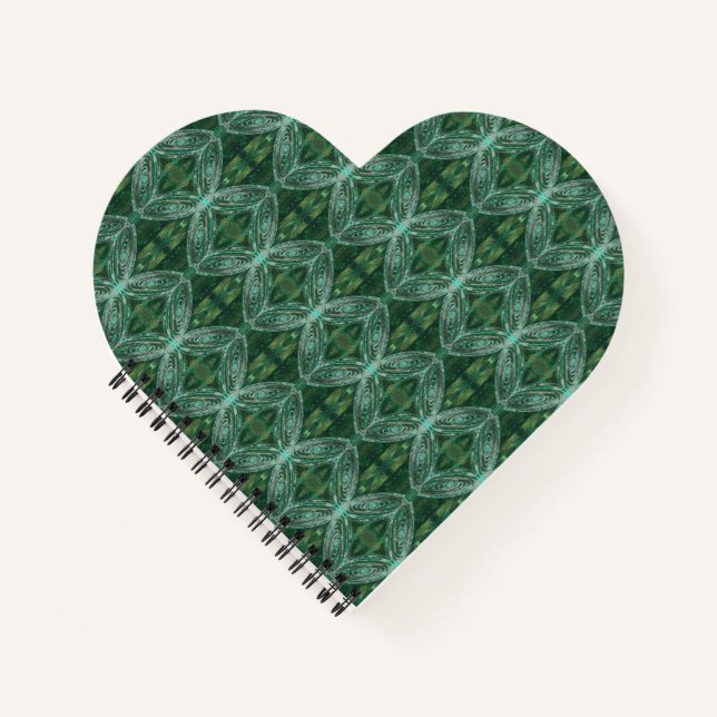Lotus Flower Green Galaxy Heart Shape Notebook (Front)