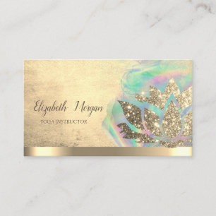 Lotus Flower Holographic Ink Yoga Instructor Business Card